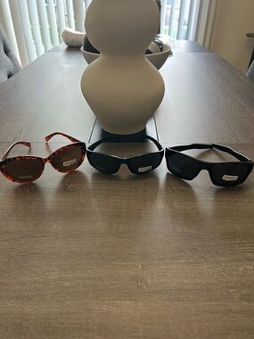 Ladies Set Of Three Polarized Sunglasses - Black, Blue & Tortoiseshell